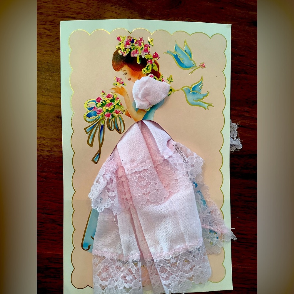 Vintage Bridal Hankie Greeting Card
